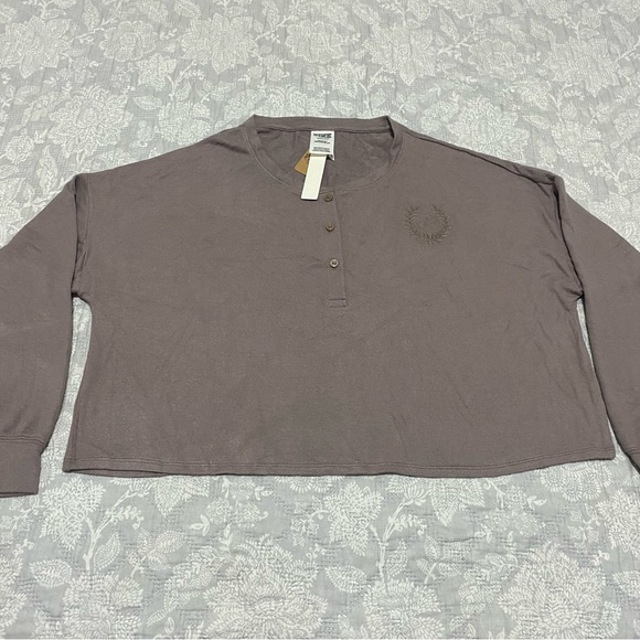 Victoria’s Secret PINK Cozy Knit Long Sleeve Sleep Shirt Iced Coffee Size Large - Picture 2 of 7